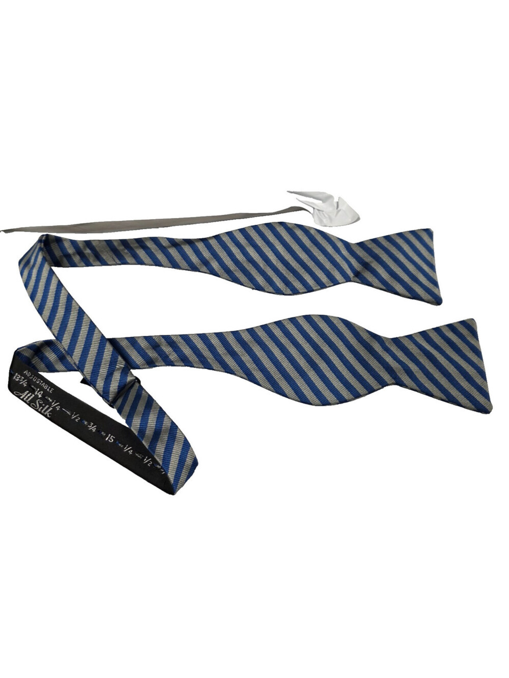 Ben Silver Men's Bow Tie Awning  Striped Rugby 2.25" (W) x 36" (L)  Blue silver